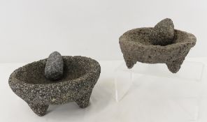 2 Central American Indian Mortar & Pestles