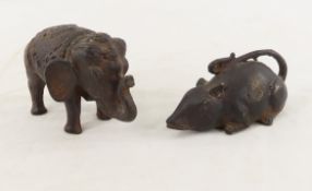 Rat & Elephant Asian Bronze Animal Figures