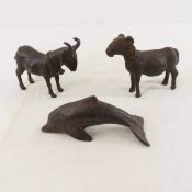 Goat, Ram & Dolphin Asian Bronze Animal Figures