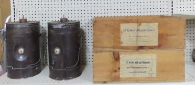 2 Kerosene Gravity Feed Cans & 2 Wine Boxes