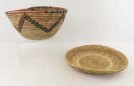 2 African, Nigerian Hand Woven Wicker Baskets