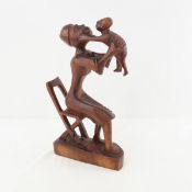 Hand Carved Wood African Mother & Child