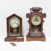 2 Unmarked Antique Mantel Clocks