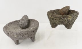 2 Central American Indian Mortar & Pestles