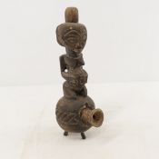 Hand Carved African Figural Tobacco Pipe