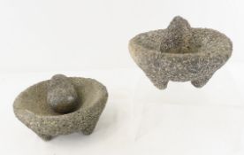 2 Central American Indian Mortar & Pestles