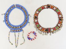 2 African Maasai Collar Necklaces & Bracelet
