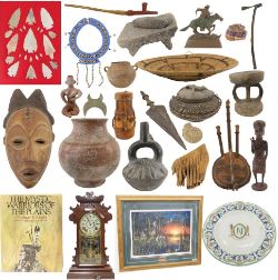 1-8 Tribal Artifacts, Clocks & Other Antiques