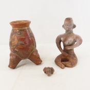 Mayan Polychrome Clay Pot & Fertility Figure