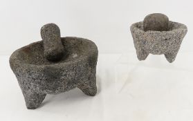2 Central American Indian Mortar & Pestles