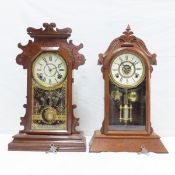 2 Antique Wood Mantel Clocks, Possibly Ansonia