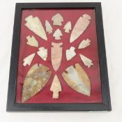 15 Woodland era OH or IL Stone Points in Frame