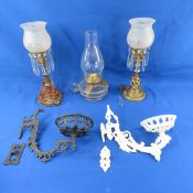 Antique Brass Boudoir Lamps w/ Etched Glass & more