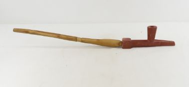 Native North American Catlinite Pipe, Wood Stem