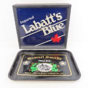 Labatt's Beer Light Up Sign & Samuel Smith's Tray