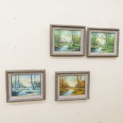 4 Framed Suh Jin Hee Original Oil Paintings 1972