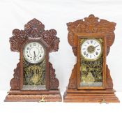 2 Antique Gingerbread Mantel Clocks, Gilbert