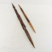 2 African Hand Carved Ceremonial Staffs