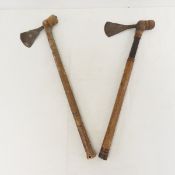 2 Zambian Carved Wood Handle Ceremonial Axes