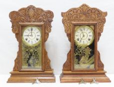 2 Antique Gingerbread Mantel Clocks #44 & #45