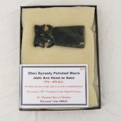 Chinese Zhou Dynasty Black Jade Axe Head, Adze