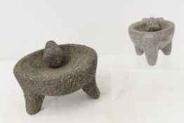 2 Central American Indian Mortar & Pestles