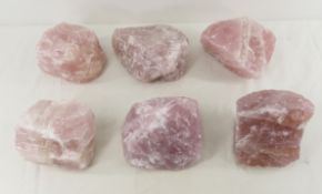 6 Large Madagascar Rose Quartz Specimens, 40 lbs