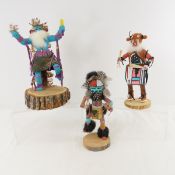 3 Carved Cottonwood Hopi Indian Kachina Dolls