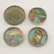 4 Vintage Mirror Back Dexterity Puzzles, Jungle