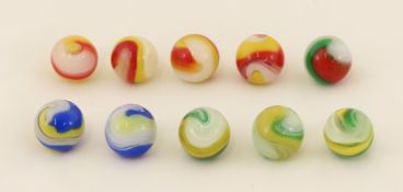 10 Akro Agate Popeye Marbles