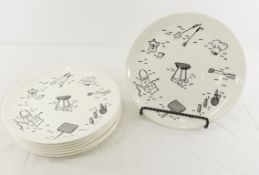 7 MCM Black & White Grilling Theme Plates