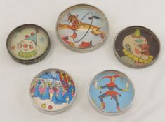 5 Vintage Mirror Back Dexterity Puzzles - Circus