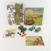 Vintage Military vehicle, toys, paper toys, books