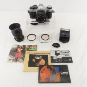 Canon AE-1 Program 35mm Film Camera with lenses