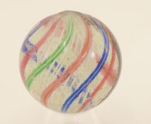 White Latticino German Swirl Handmade Marble