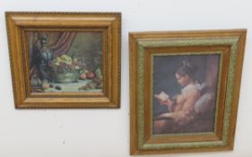 2 Prints of Antique Paintings in Restored Frames
