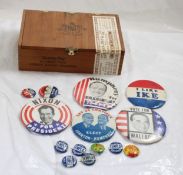 Cuesta Ray Wood Cigar Box, Vintage Political Pins