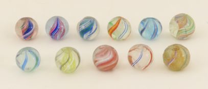 11 Vintage German Handmade Marbles - approx 5/8