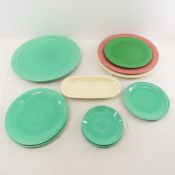 9 Pieces Fiestaware Plates & Tray, HLCo, 1960s