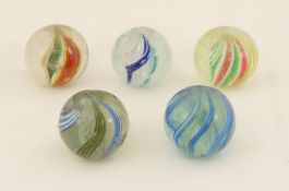 5 Vintage German Handmade Marbles - approx 3/4