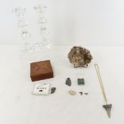 Meteorite, Petrified Wood, Lenox Candle Holders