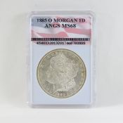 1885 O Morgan Silver Dollar ANGS MS68