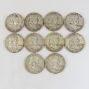 $5 Face Franklin Silver Half Dollars