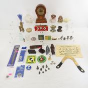 Small Clock, Points, 2 After Moreau Finial Bowls