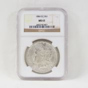 1884 CC Morgan Silver Dollar NGC MS63