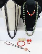 Vintage Cinnabar & Other Chinese Jewelry