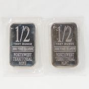 2 Northwest Territorial Mint 1/2 ozt Silver Bars