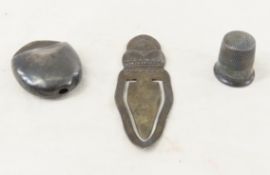 Sterling Silver Whistle, Thimble & Bookmark