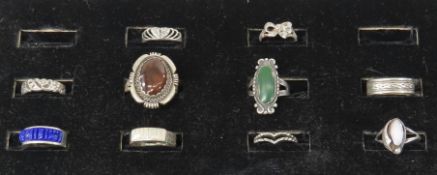 10 Sterling Silver Bands & Stone Rings
