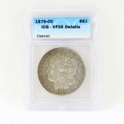 1879 CC Morgan Silver Dollar ICG VF25 - Cleaned